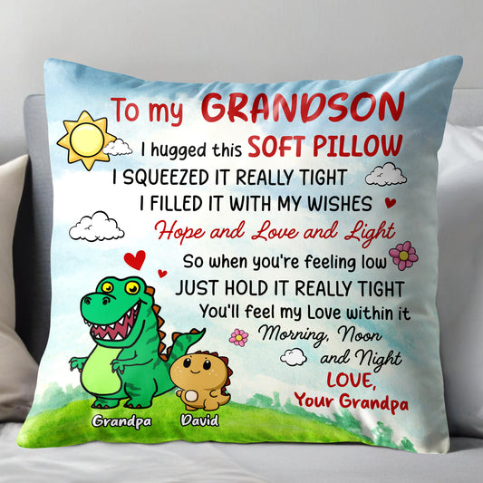 Grandson's Soft Pillow Filled With Wishes And Love
