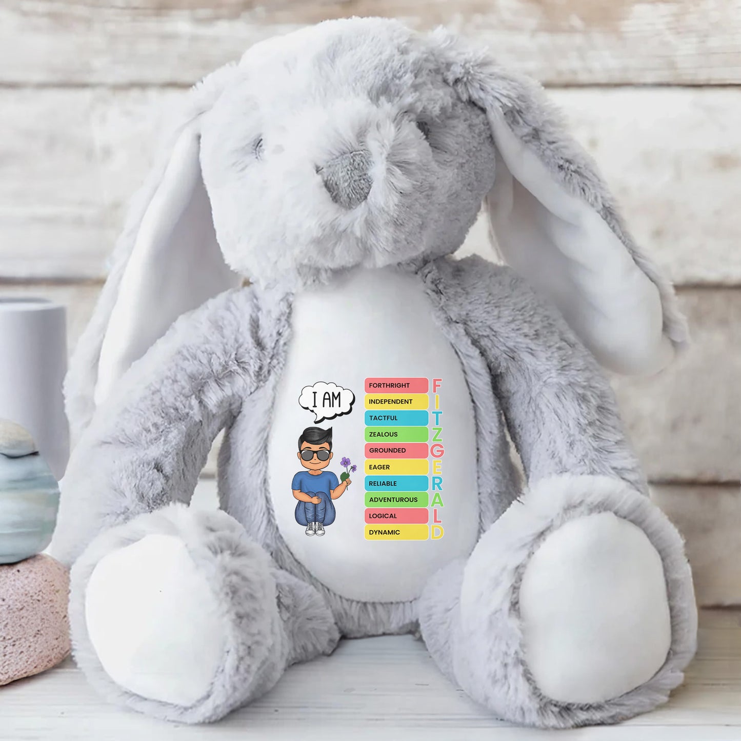 I am Fortnight, Independent, Tactful, Stuffed Bunny and Personalized Message