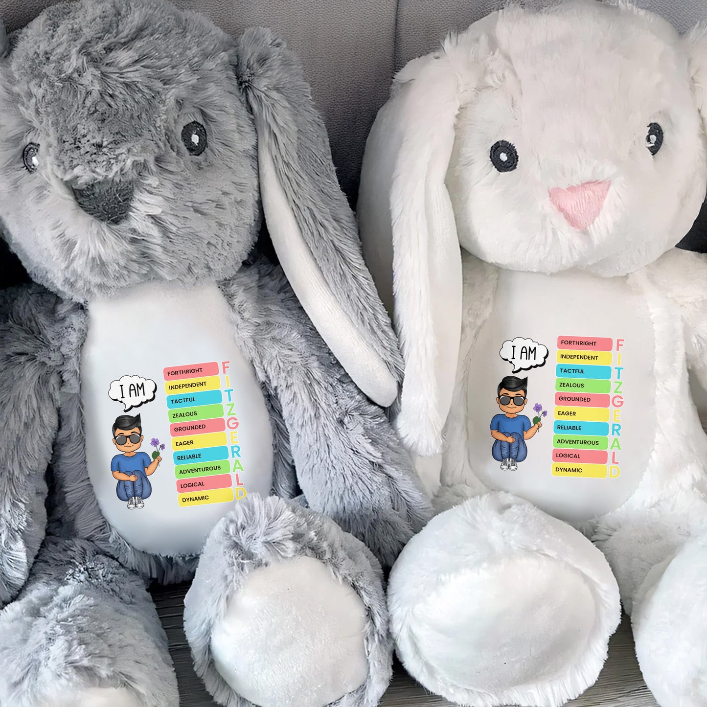 I am Fortnight, Independent, Tactful, Stuffed Bunny and Personalized Message