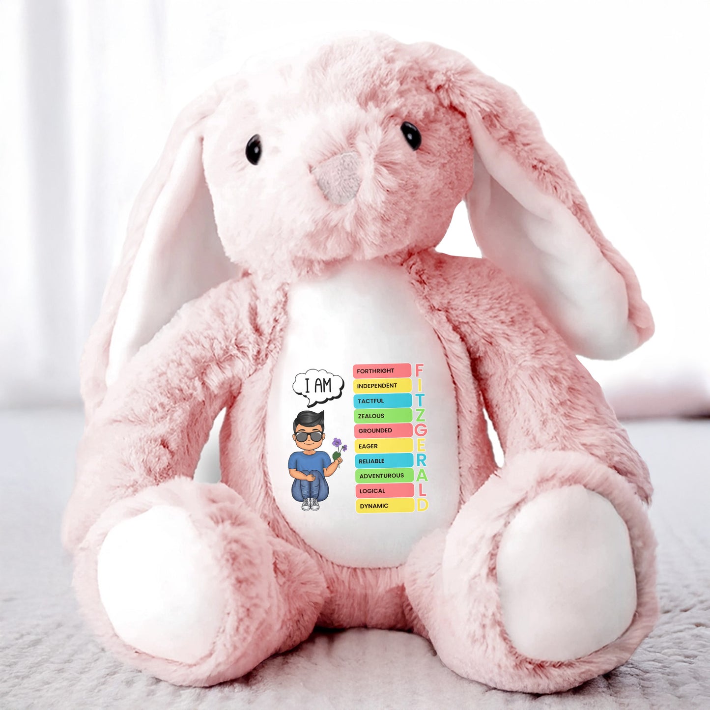 I am Fortnight, Independent, Tactful, Stuffed Bunny and Personalized Message