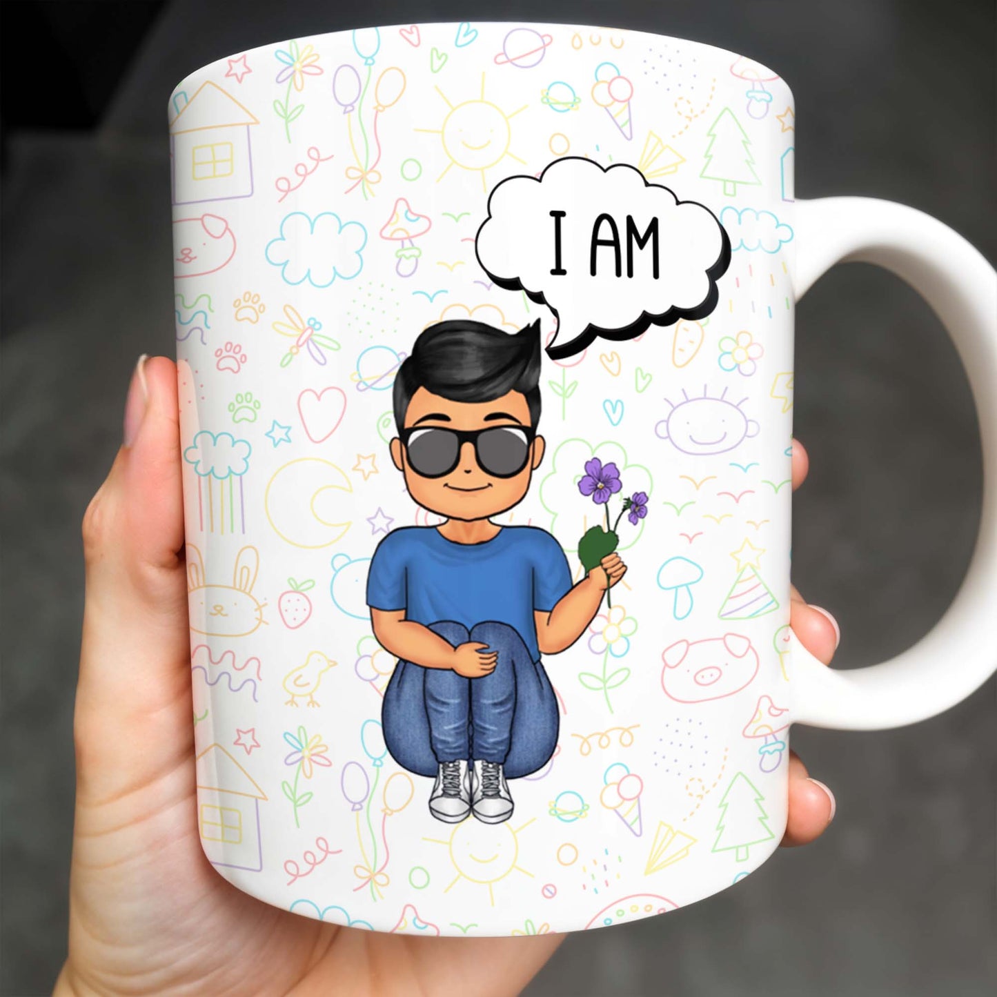 I AM, Featuring A Cartoon Boy With Nature Icons