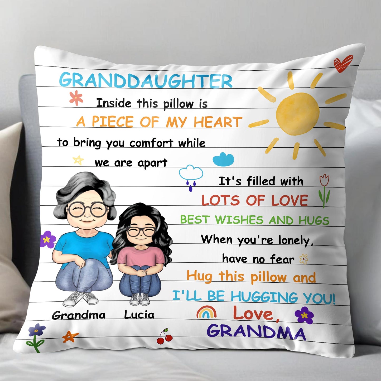 Comfort Pillow With Loving Message From Grandma