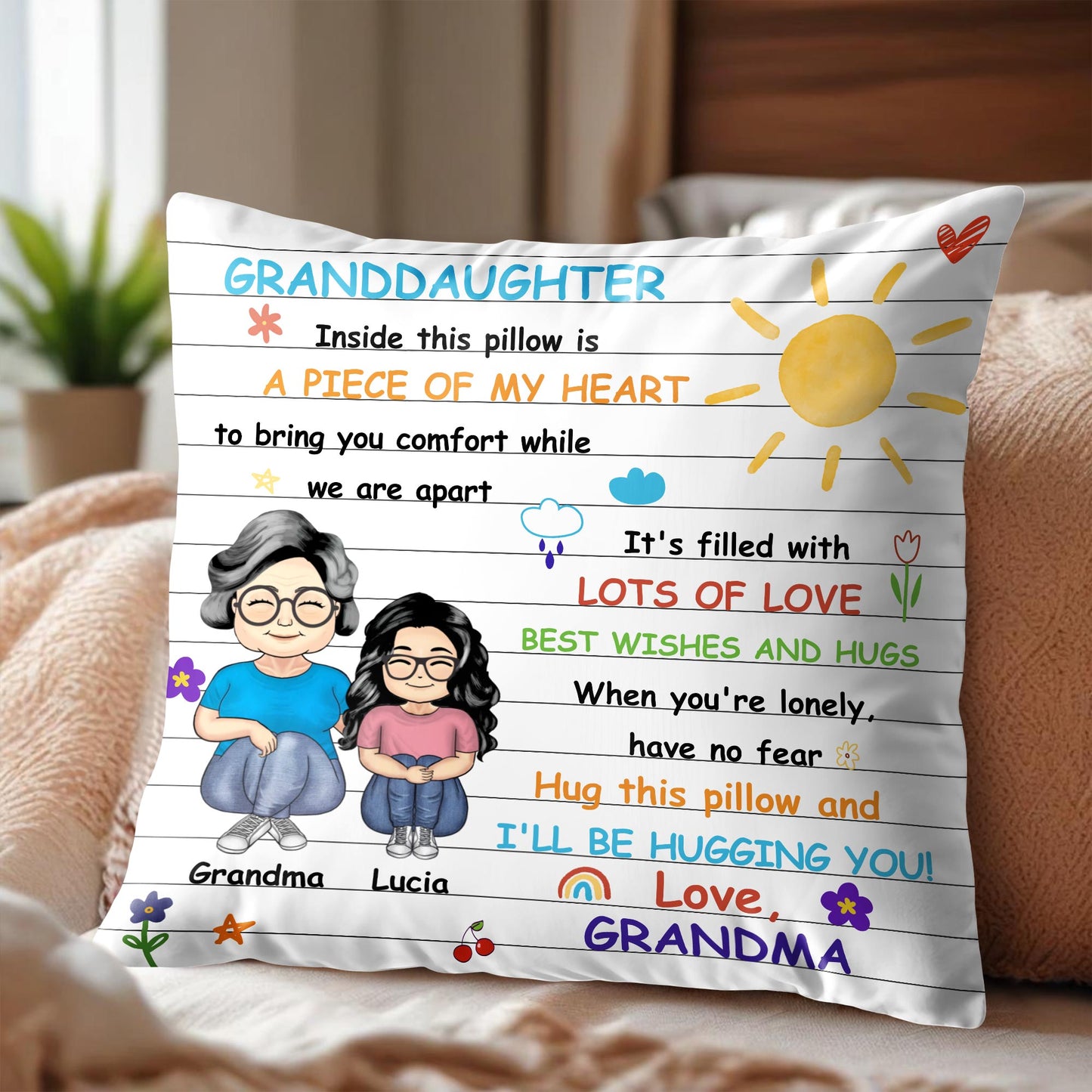 Comfort Pillow With Loving Message From Grandma
