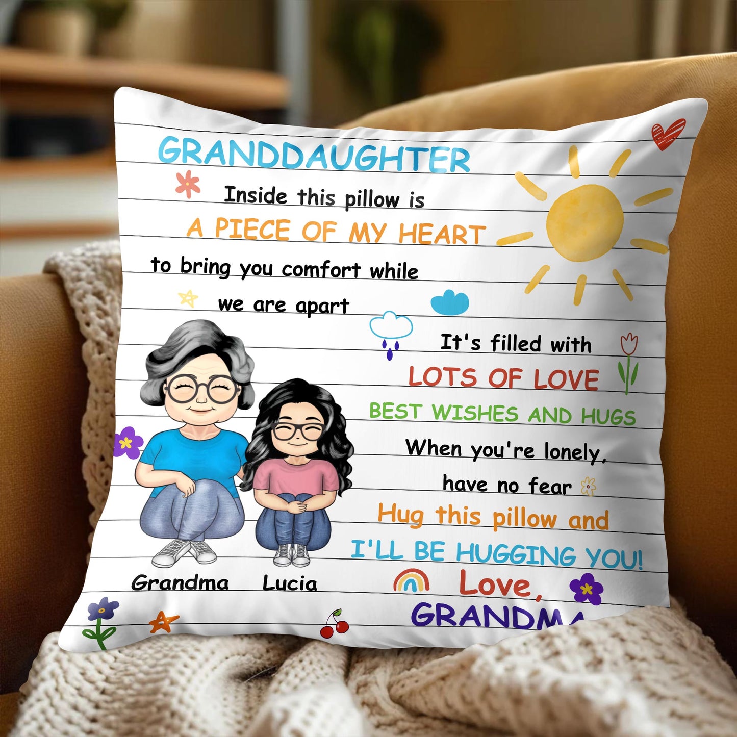 Comfort Pillow With Loving Message From Grandma