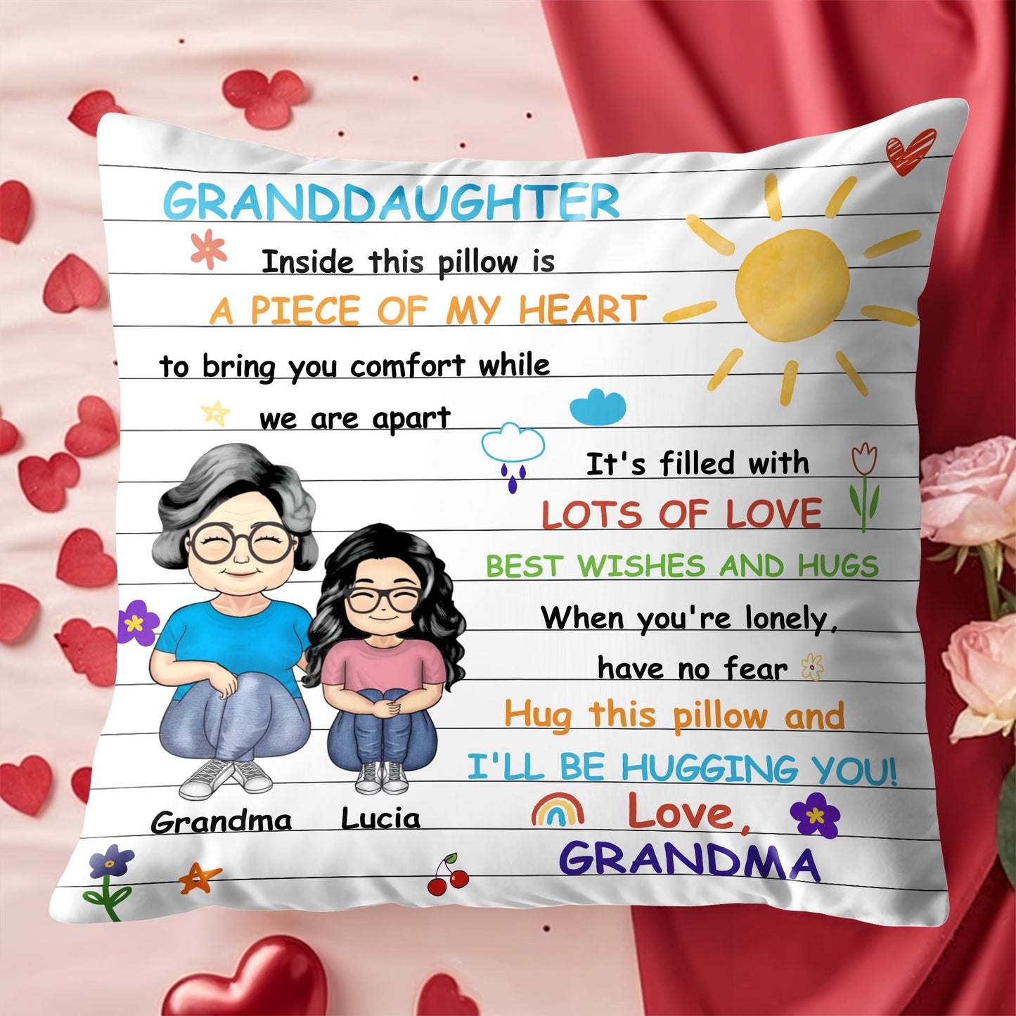 Comfort Pillow With Loving Message From Grandma
