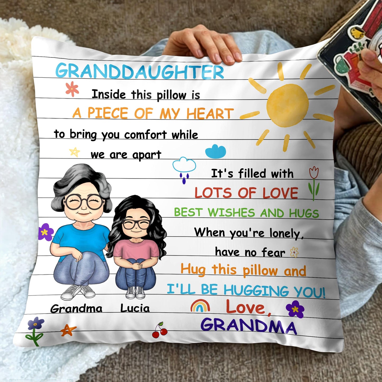 Comfort Pillow With Loving Message From Grandma