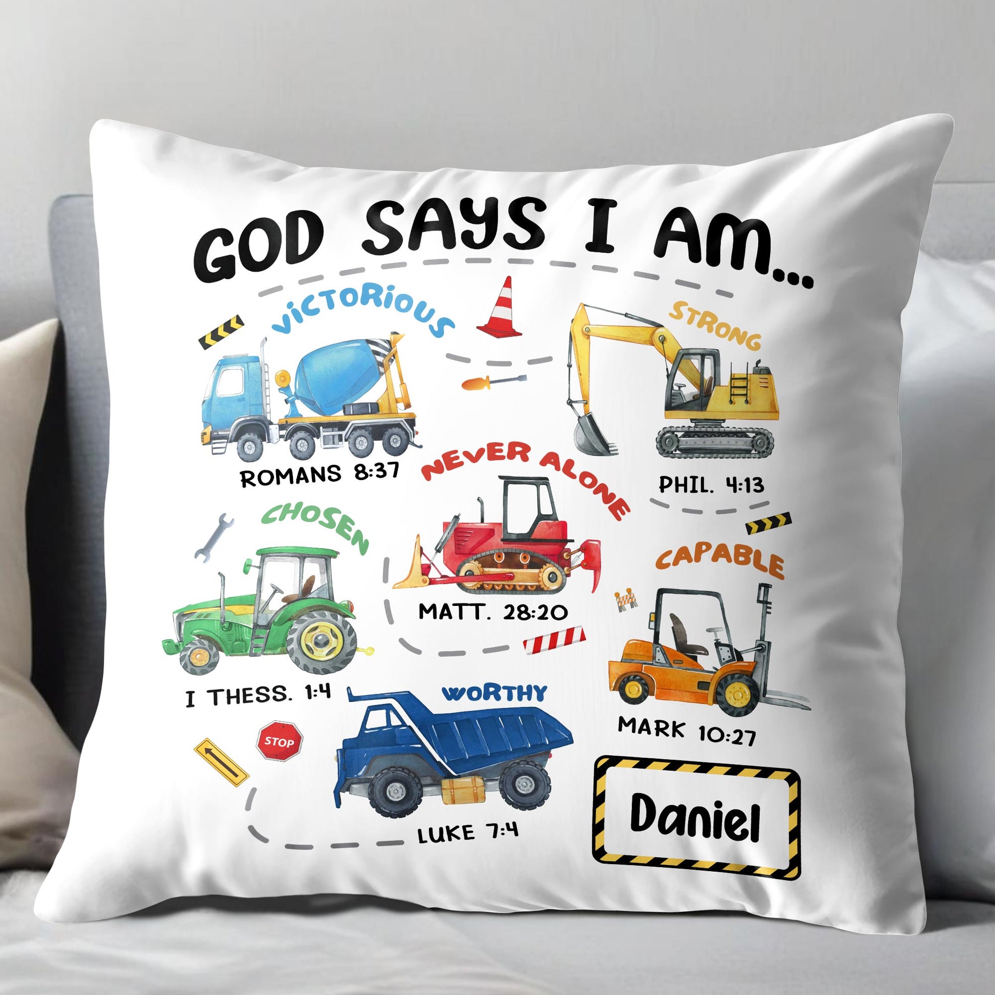 God Says I Am Victorious, Strong, Chosen, Custom Pillow For Boys
