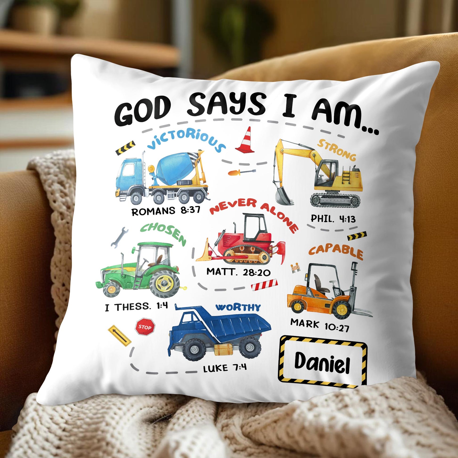 God Says I Am Victorious, Strong, Chosen, Custom Pillow For Boys