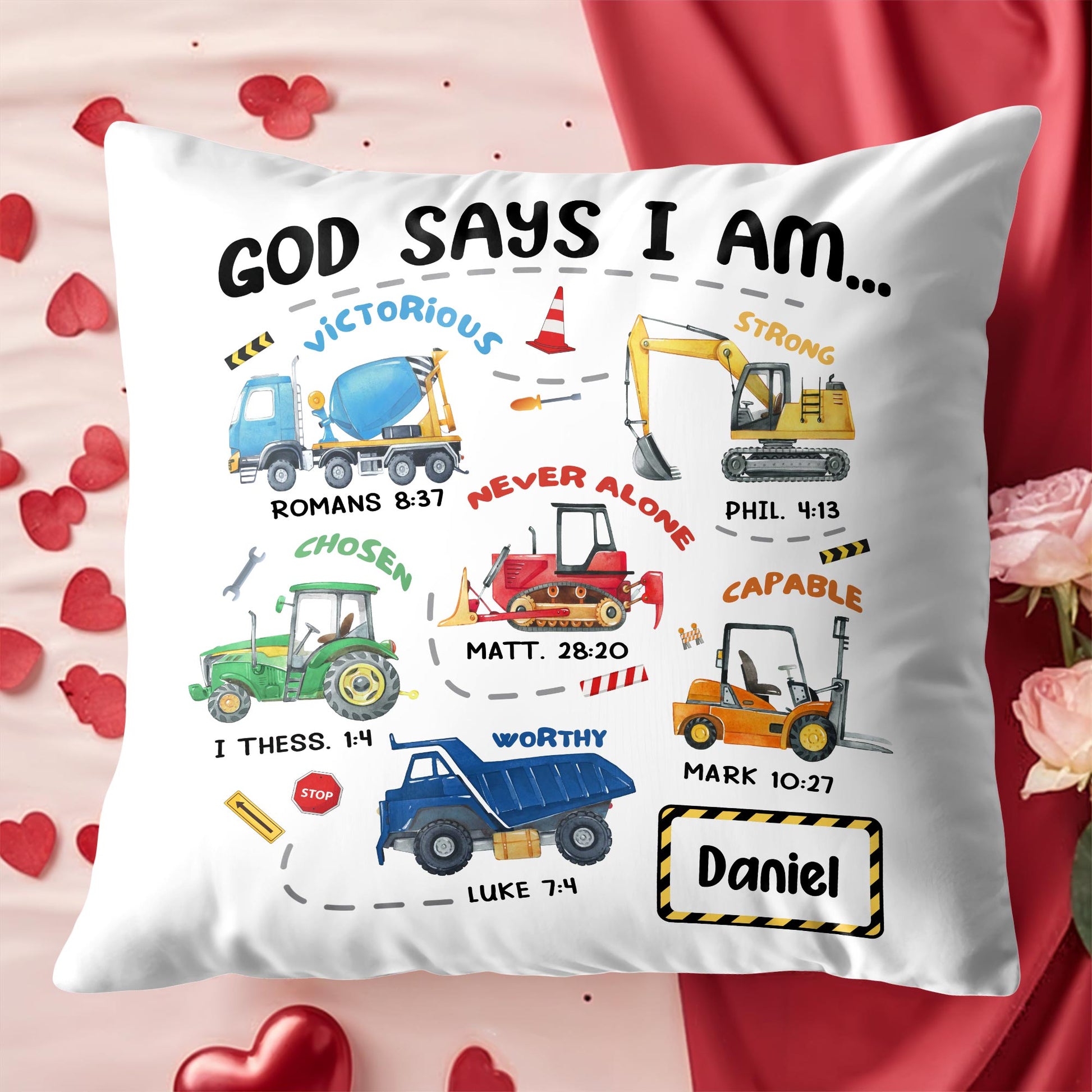 God Says I Am Victorious, Strong, Chosen, Custom Pillow For Boys