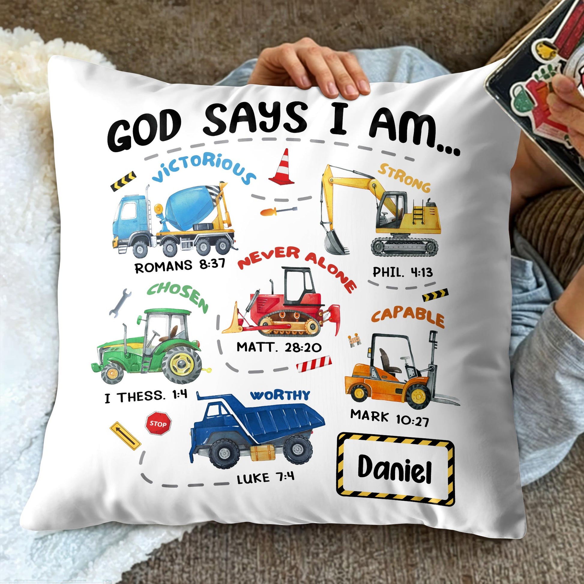 God Says I Am Victorious, Strong, Chosen, Custom Pillow For Boys