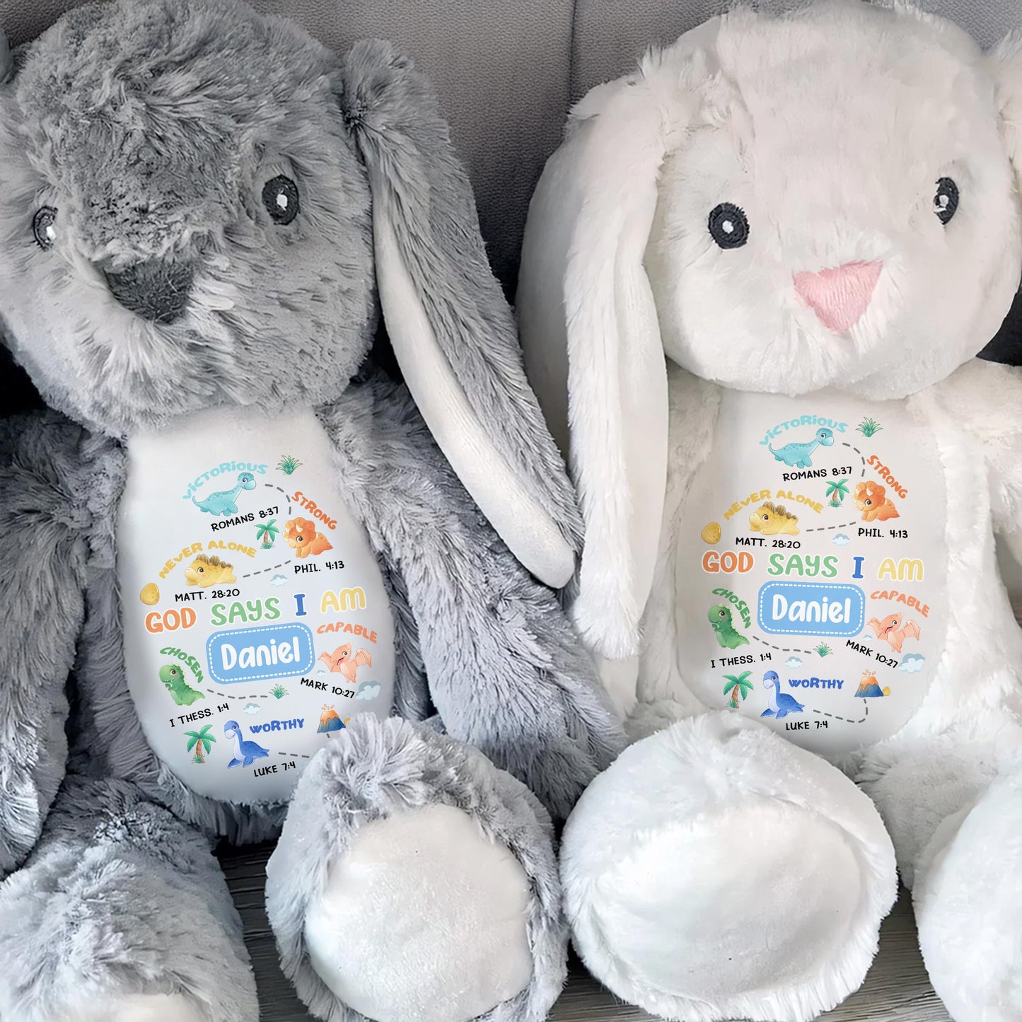 God Says I Am Victorious, Strong, Capable, Personalized Bunny