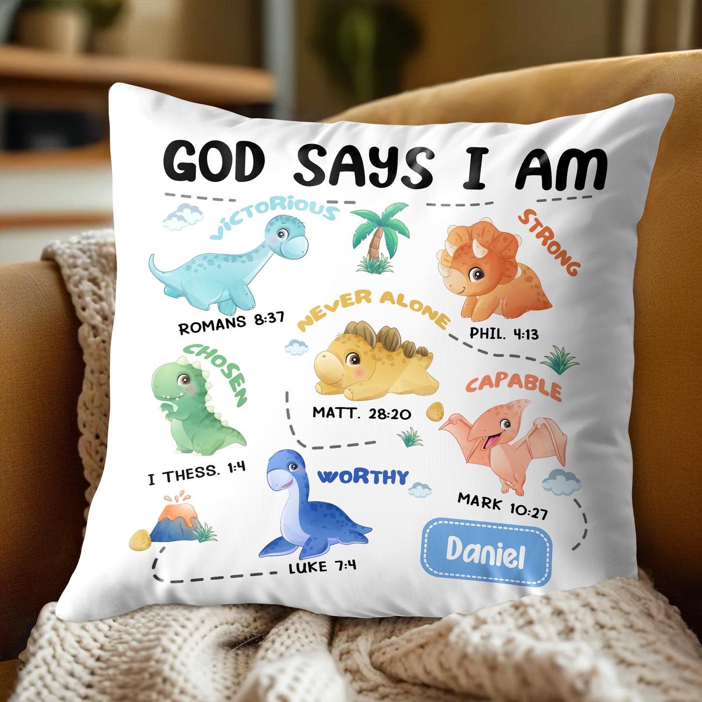God Says I Am Victorious, Chosen, Worthy, Dinosaurs and Palm Trees