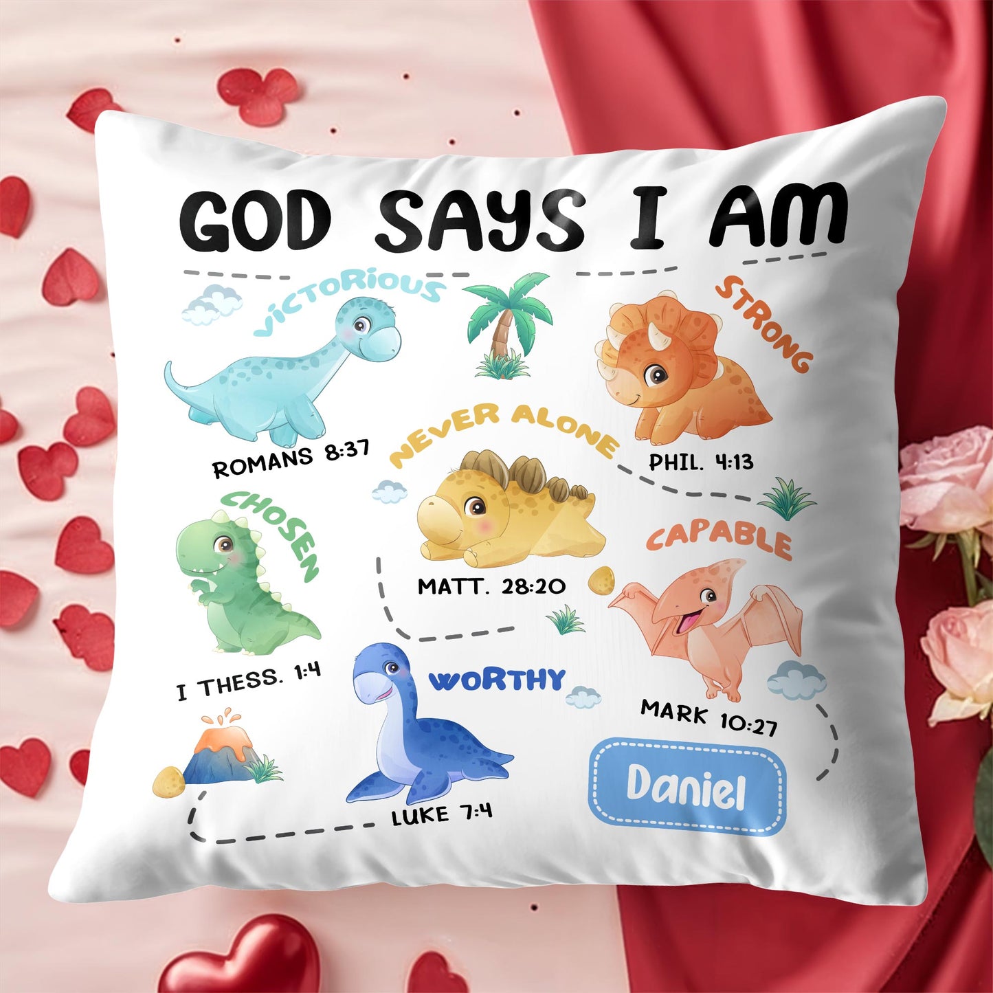 God Says I Am Victorious, Chosen, Worthy, Dinosaurs and Palm Trees
