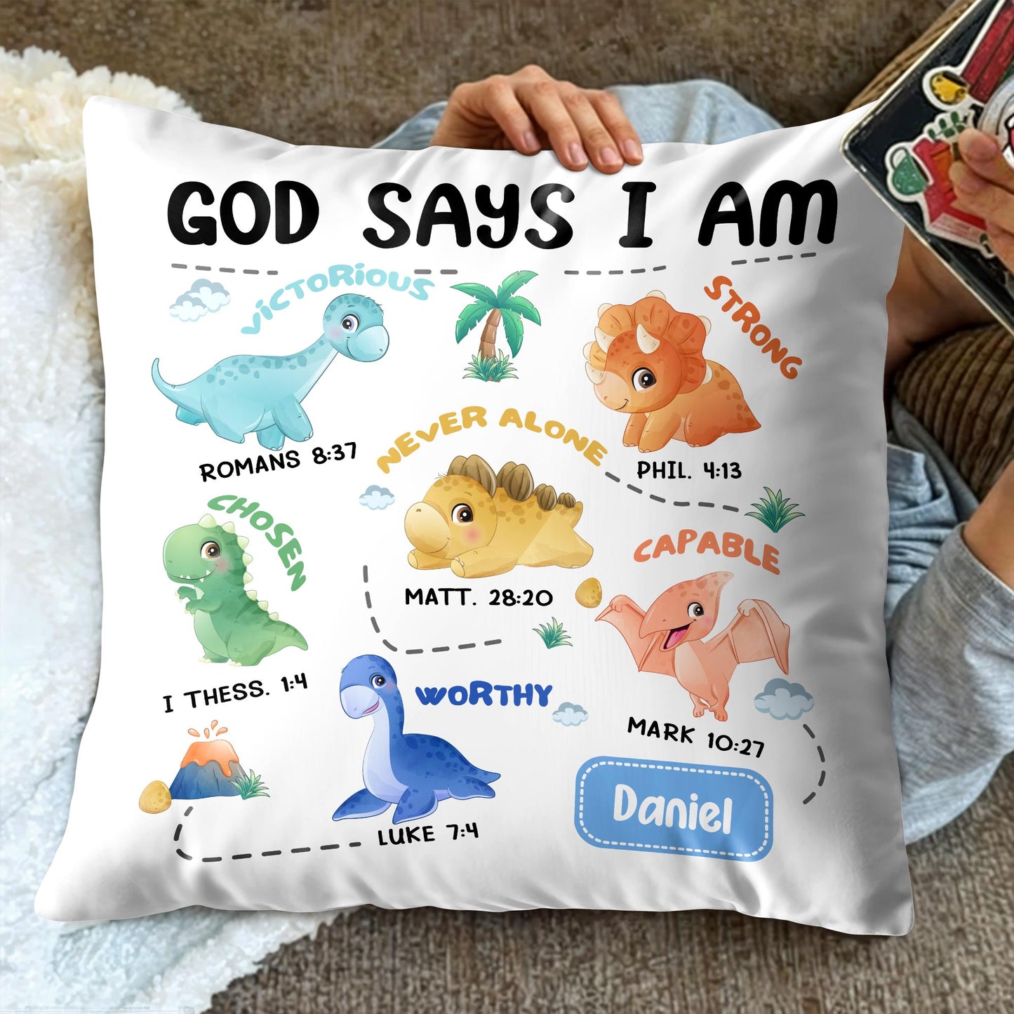 God Says I Am Victorious, Chosen, Worthy, Dinosaurs and Palm Trees
