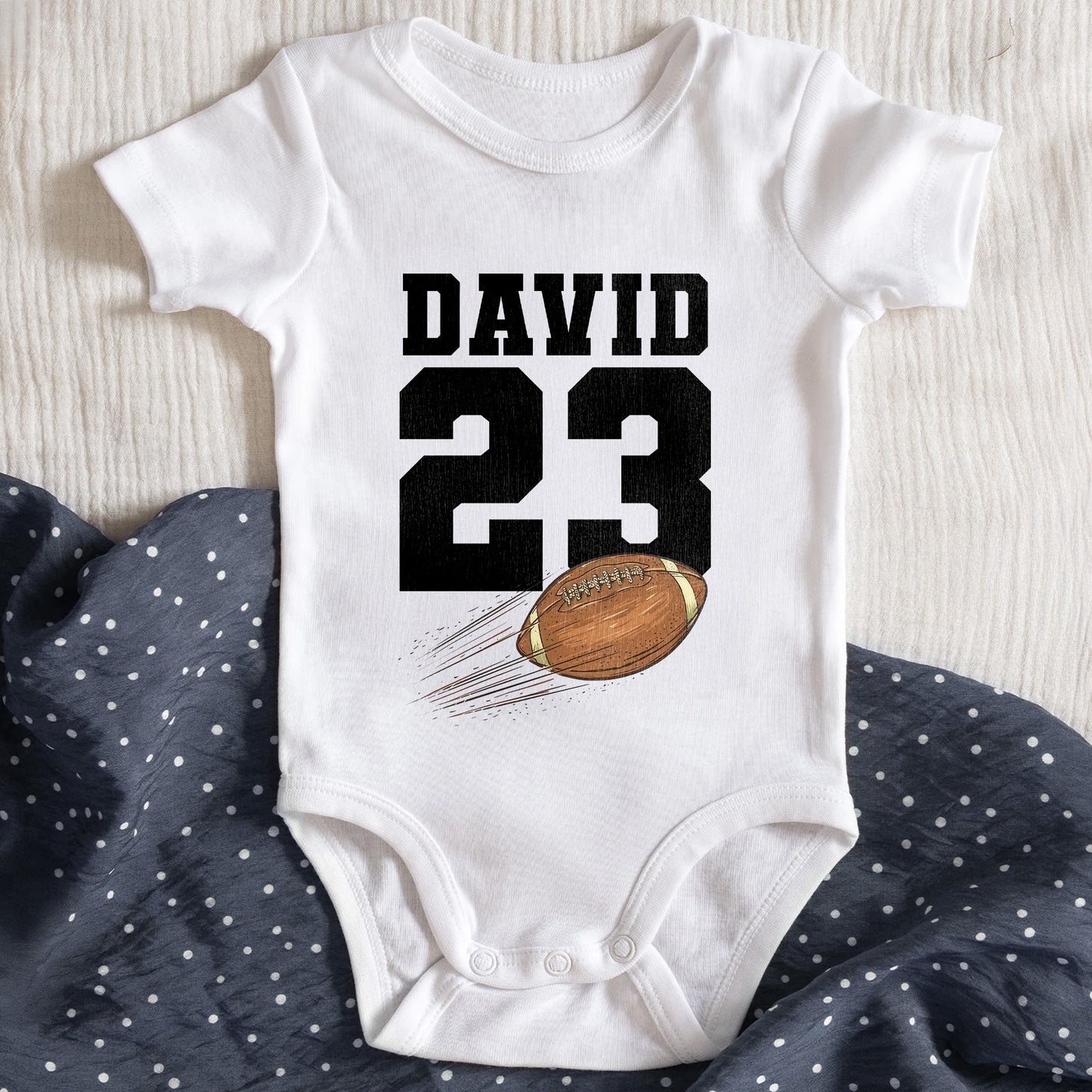 Customizable Baby Onesie With Football Design