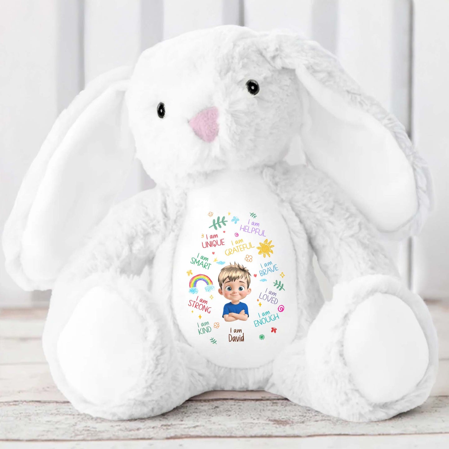 I Am Unique, I Am Helpful, I Am Grateful, Positive Affirmations On Bunny