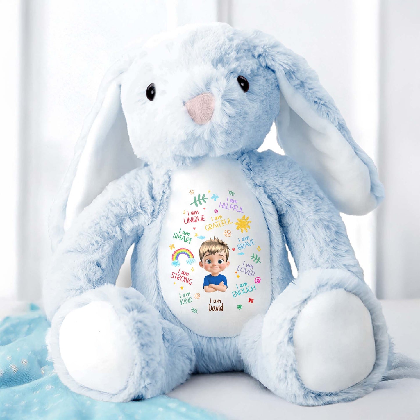 I Am Unique, I Am Helpful, I Am Grateful, Positive Affirmations On Bunny