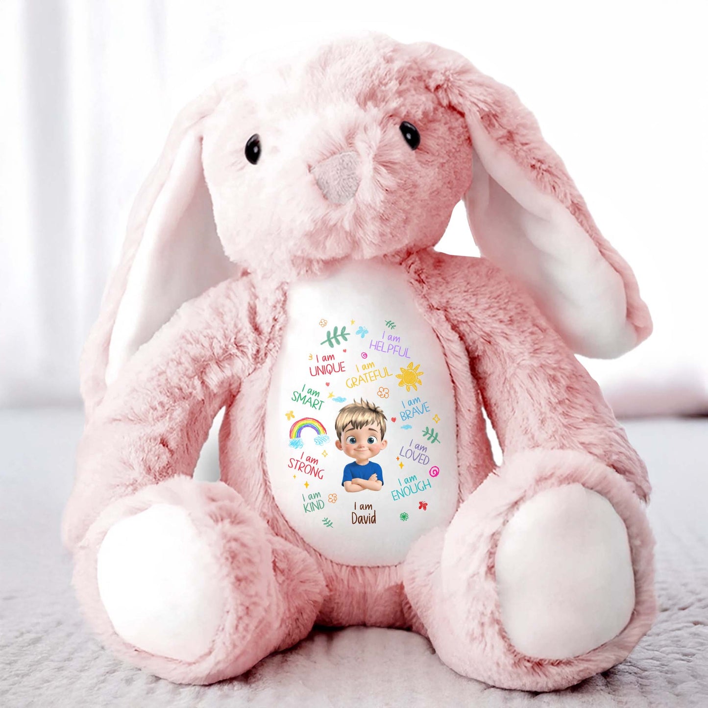 I Am Unique, I Am Helpful, I Am Grateful, Positive Affirmations On Bunny