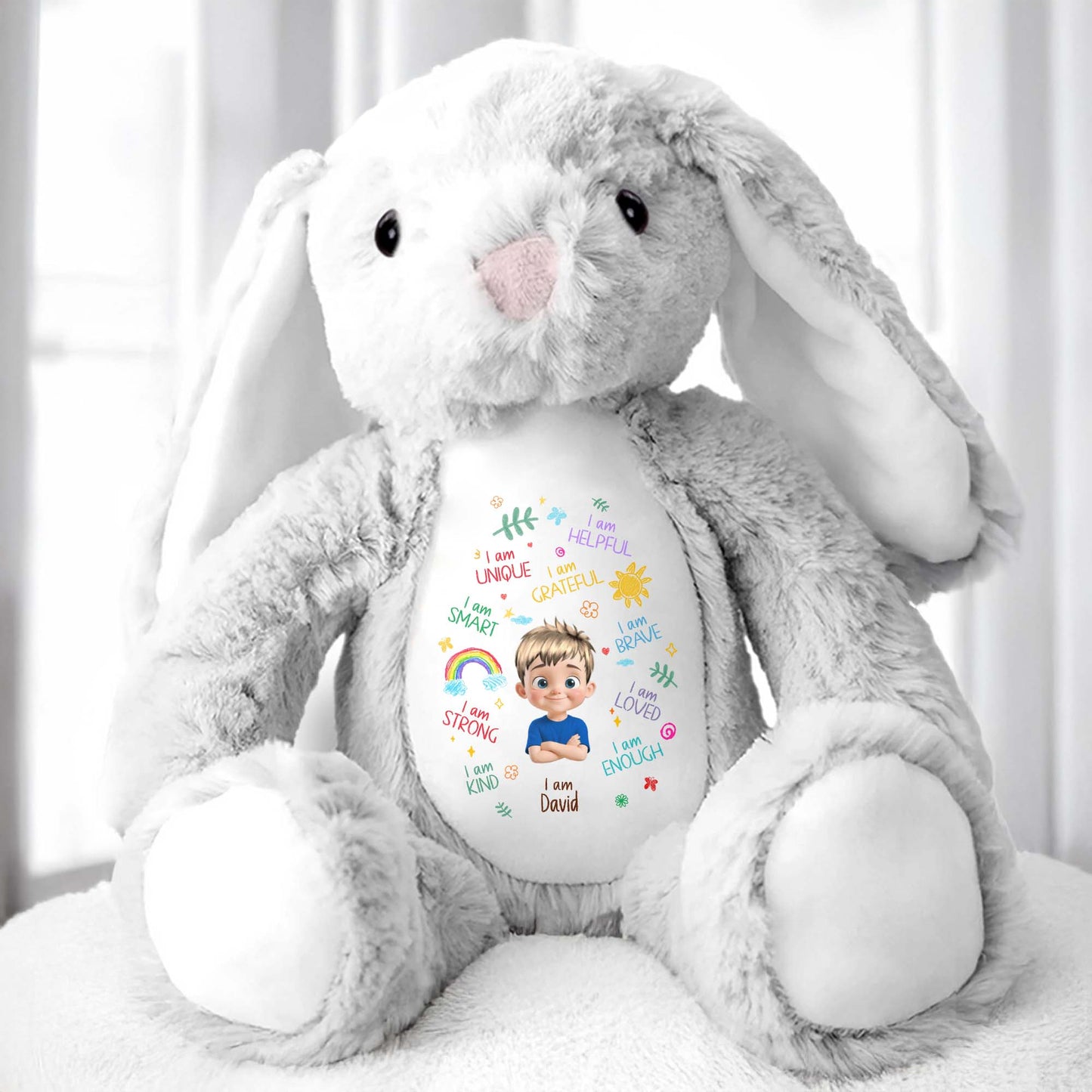 I Am Unique, I Am Helpful, I Am Grateful, Positive Affirmations On Bunny