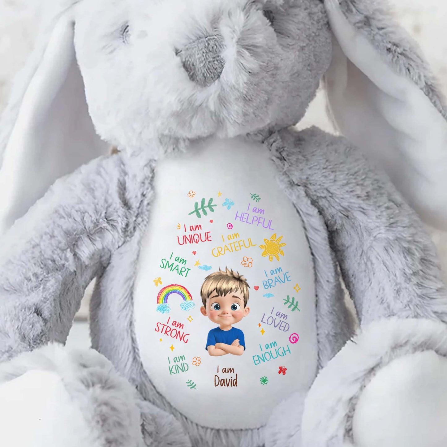 I Am Unique, I Am Helpful, I Am Grateful, Positive Affirmations On Bunny
