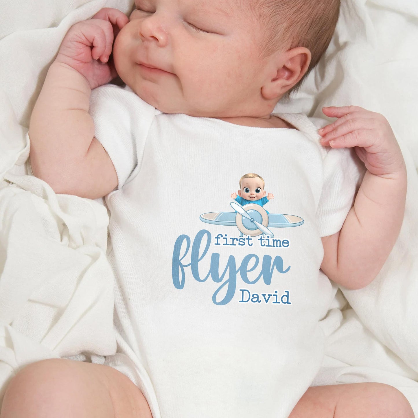 First Time Flyer, Baby And Airplane
