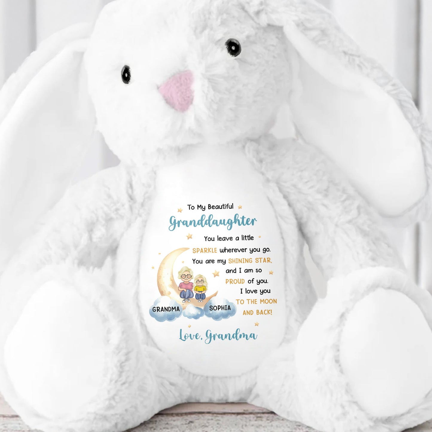 To My Beautiful Granddaughter, You Leave A Little Sparkle Wherever You Go, Stuffed Bunny and Stars