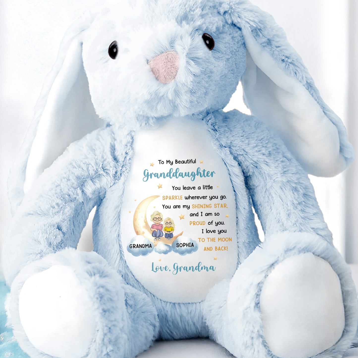 To My Beautiful Granddaughter, You Leave A Little Sparkle Wherever You Go, Stuffed Bunny and Stars