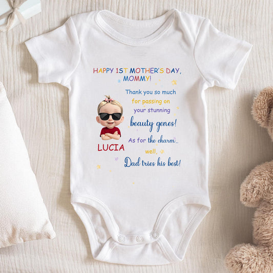 Happy 1st Mother's Day, Mommy, Baby Cartoon and Stars