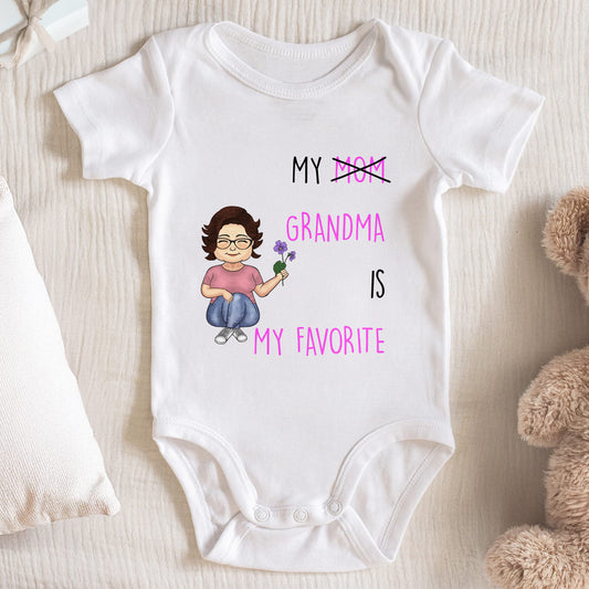 My Mom Grandma Is My Favorite, Cartoon Character And Flower