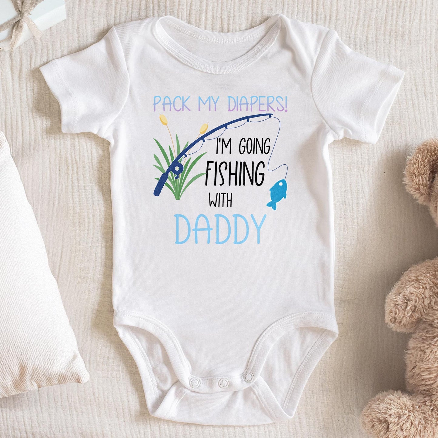 Pack My Diapers! I'm Going Fishing With Daddy, Fishing Rod and Fish