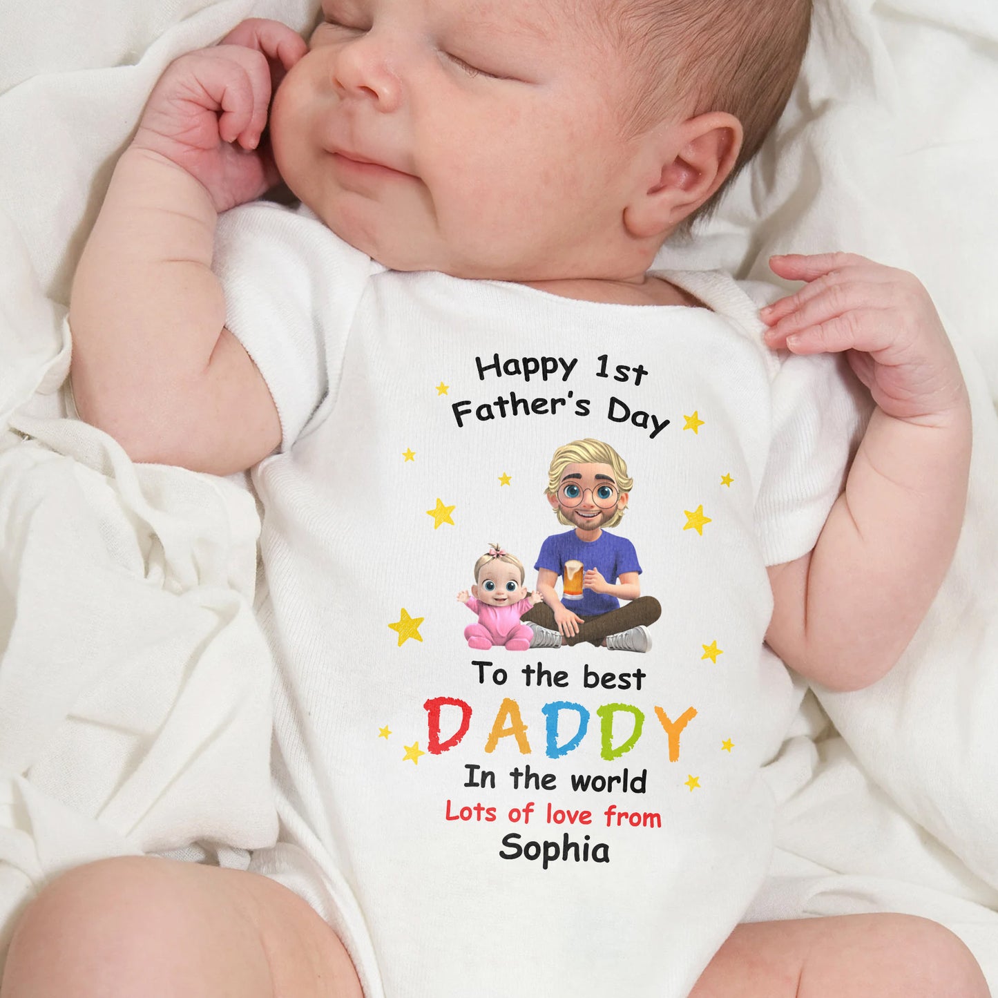 Happy 1st Father's Day To The Best Daddy In The World, Stars and Animated Characters