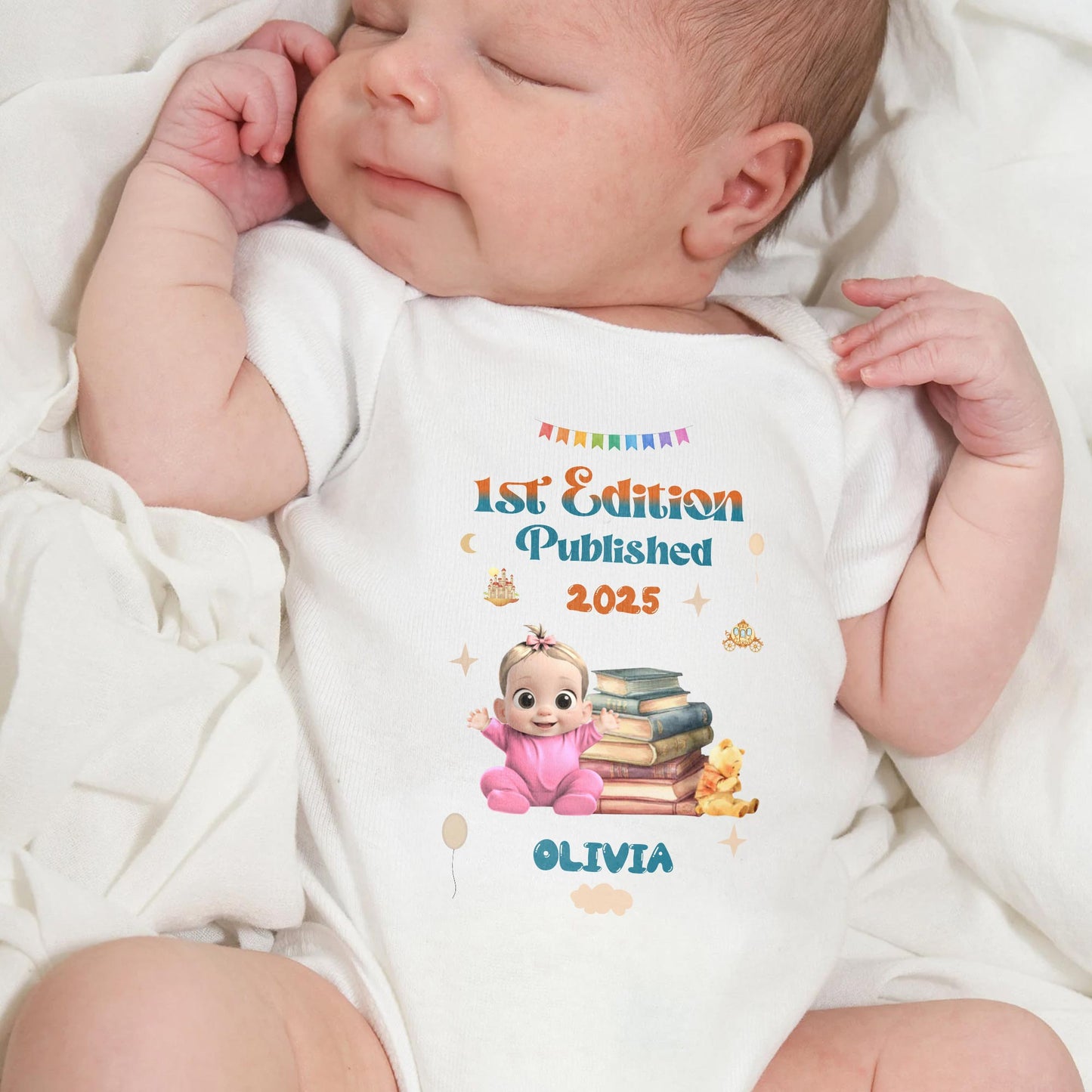 1st Edition Published 2025, Baby With Books and Teddy Bear