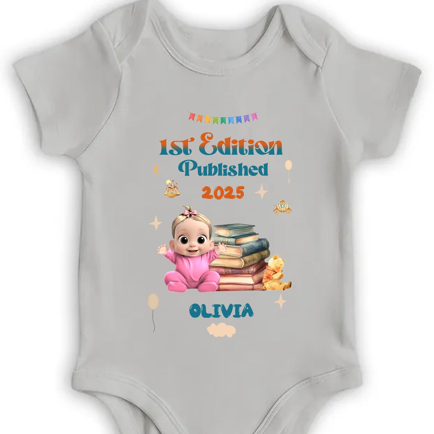 1st Edition Published 2025, Baby With Books and Teddy Bear