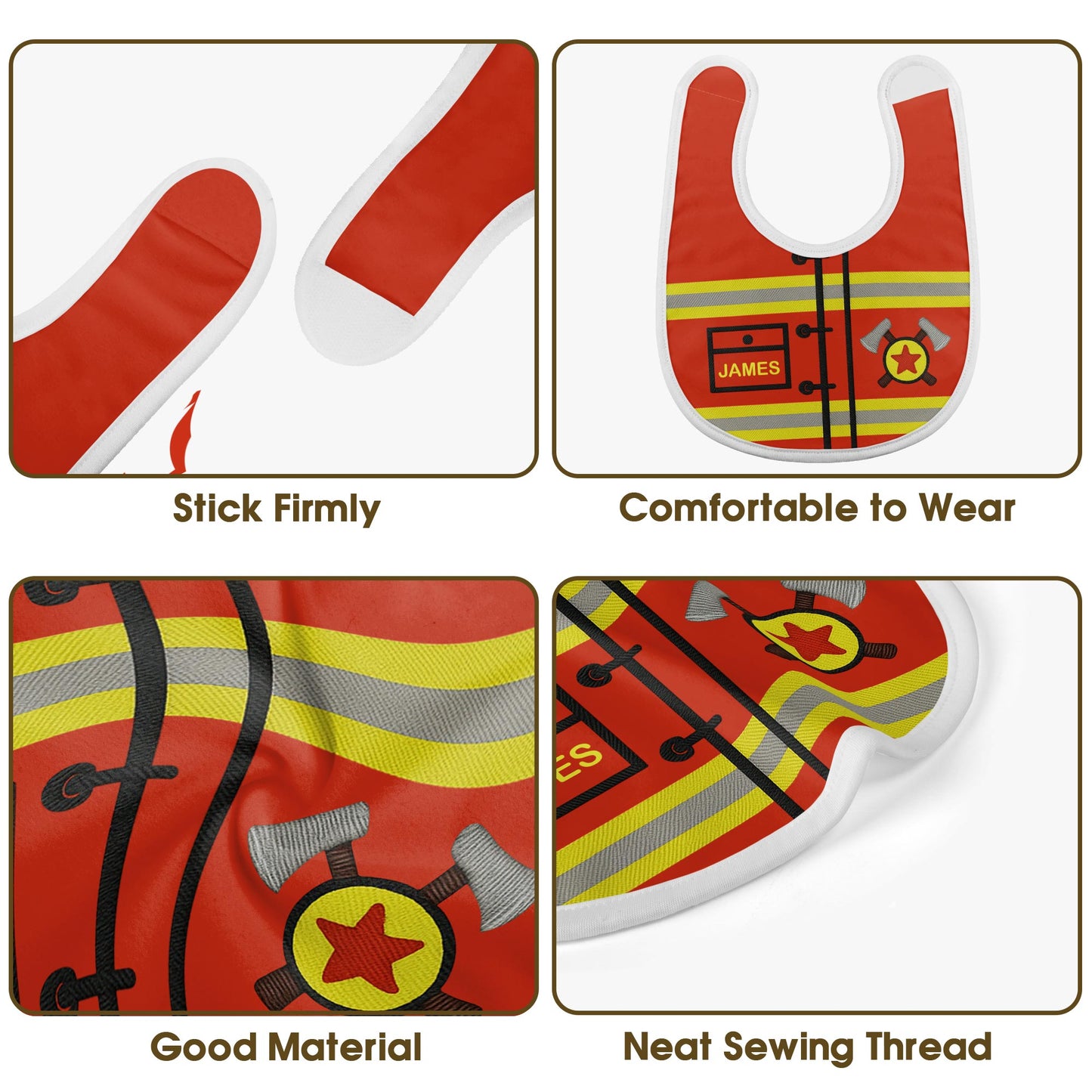 Personalized Firefighter-Themed Baby Bib