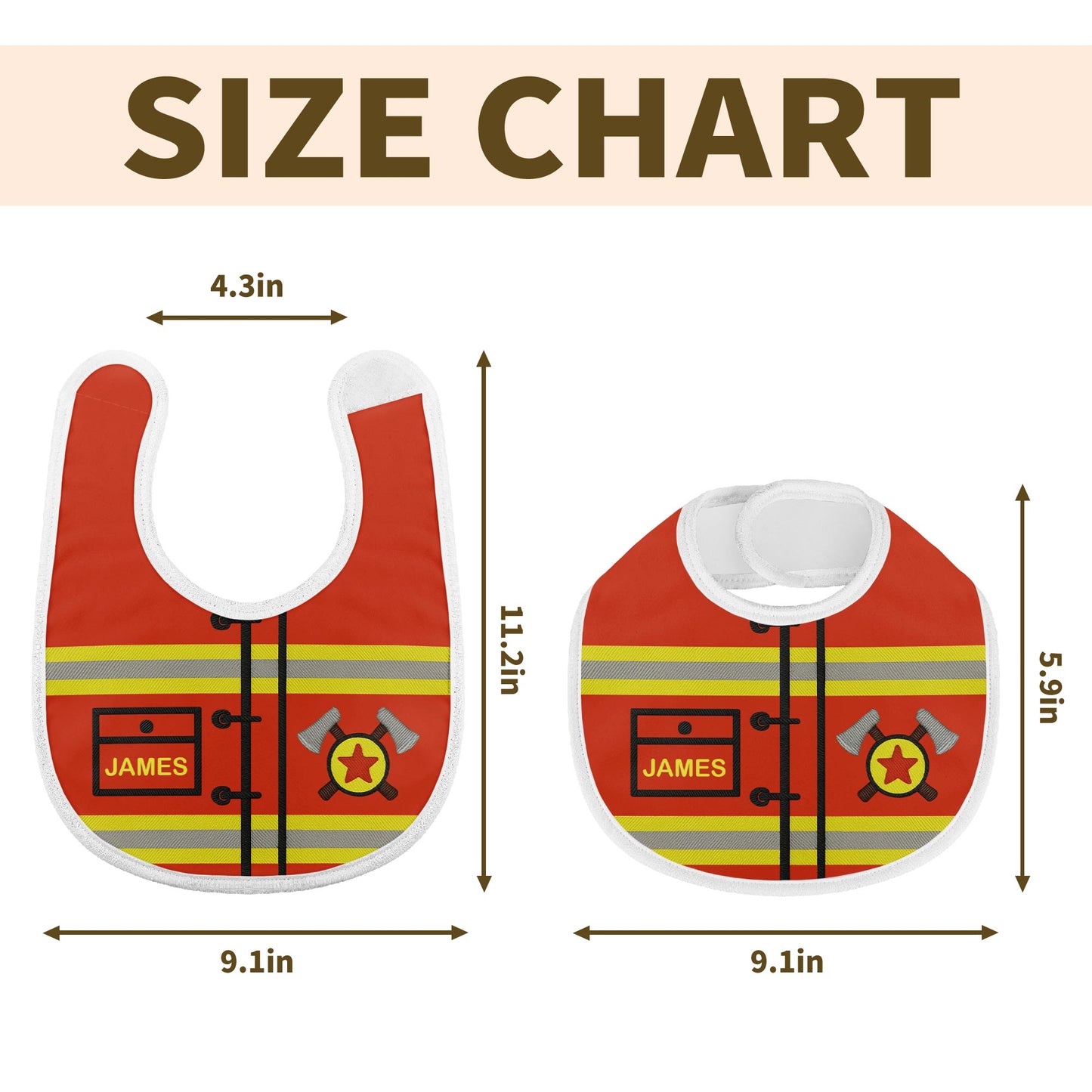 Personalized Firefighter-Themed Baby Bib