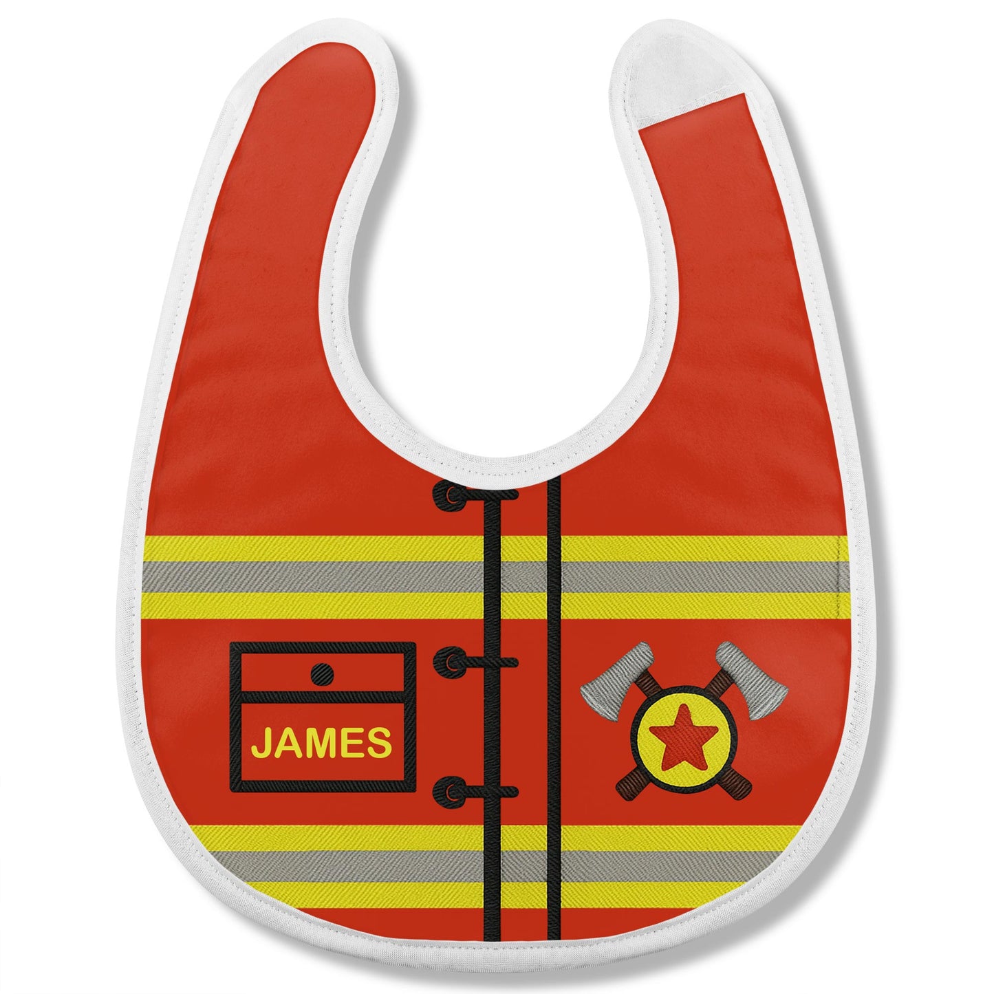 Personalized Firefighter-Themed Baby Bib
