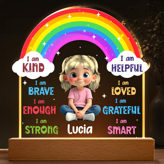 I am Kind, I am Brave, I am Loved, Rainbow and Little Girl