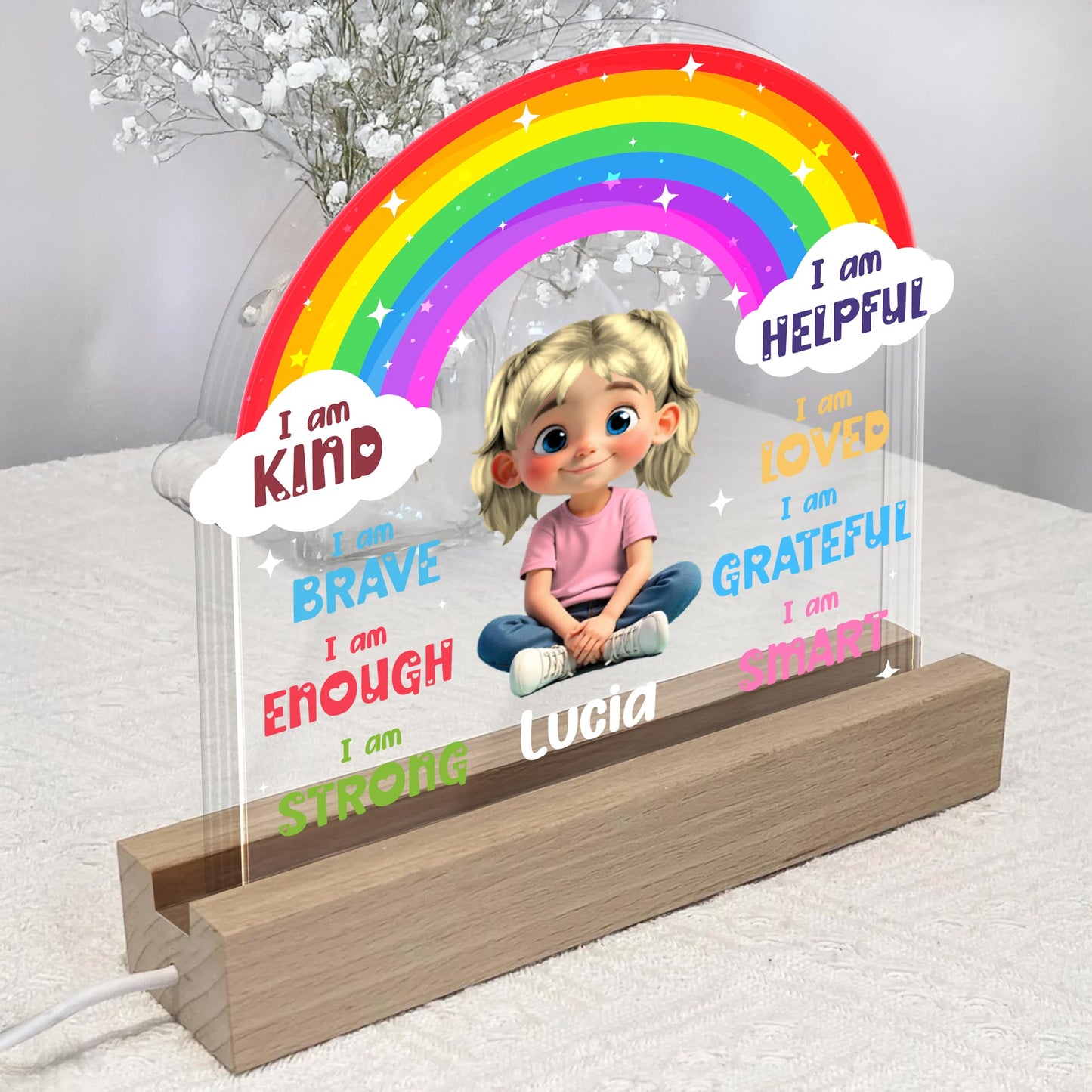 I am Kind, I am Brave, I am Loved, Rainbow and Little Girl