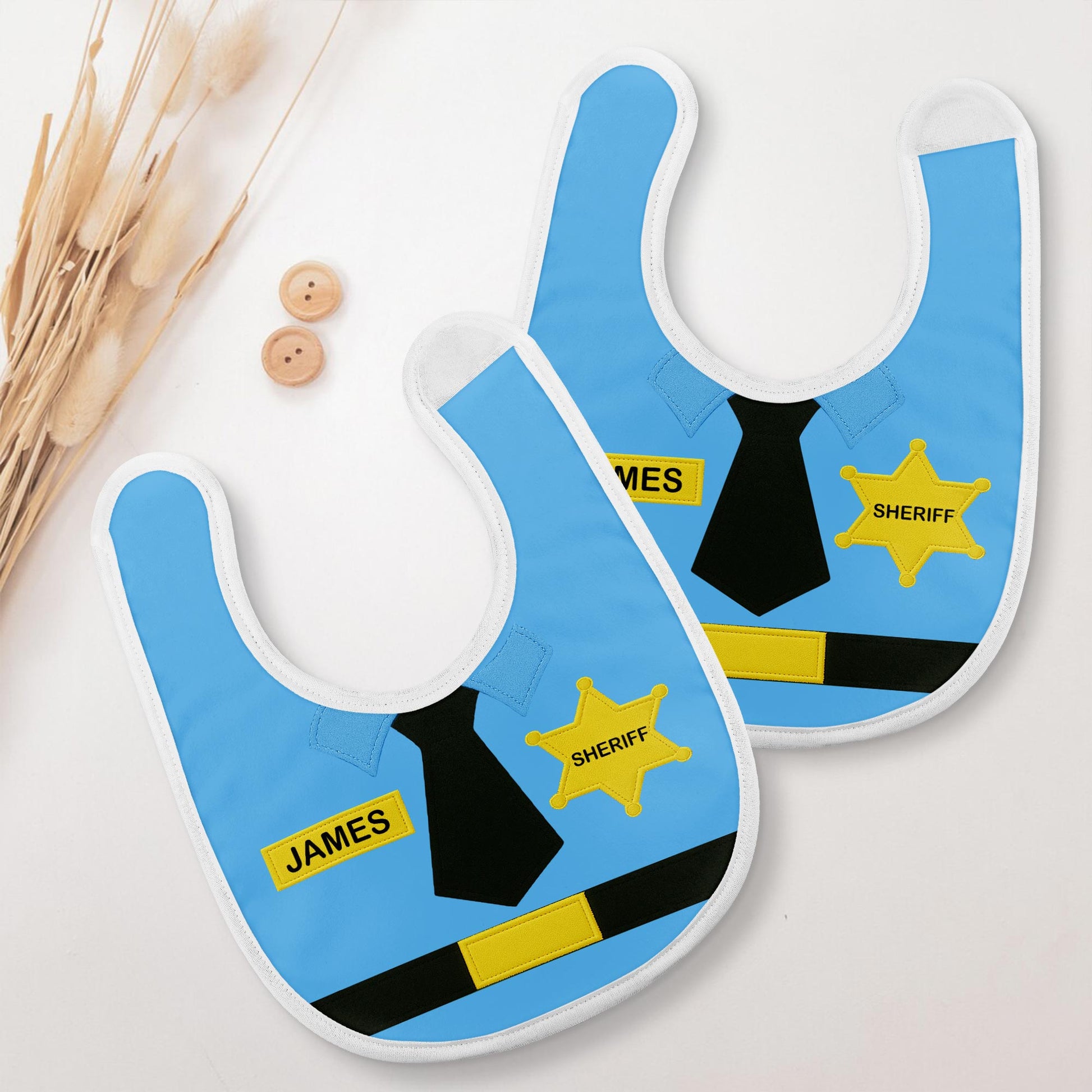 Customizable Sheriff-Themed Bib Featuring Necktie and Badge