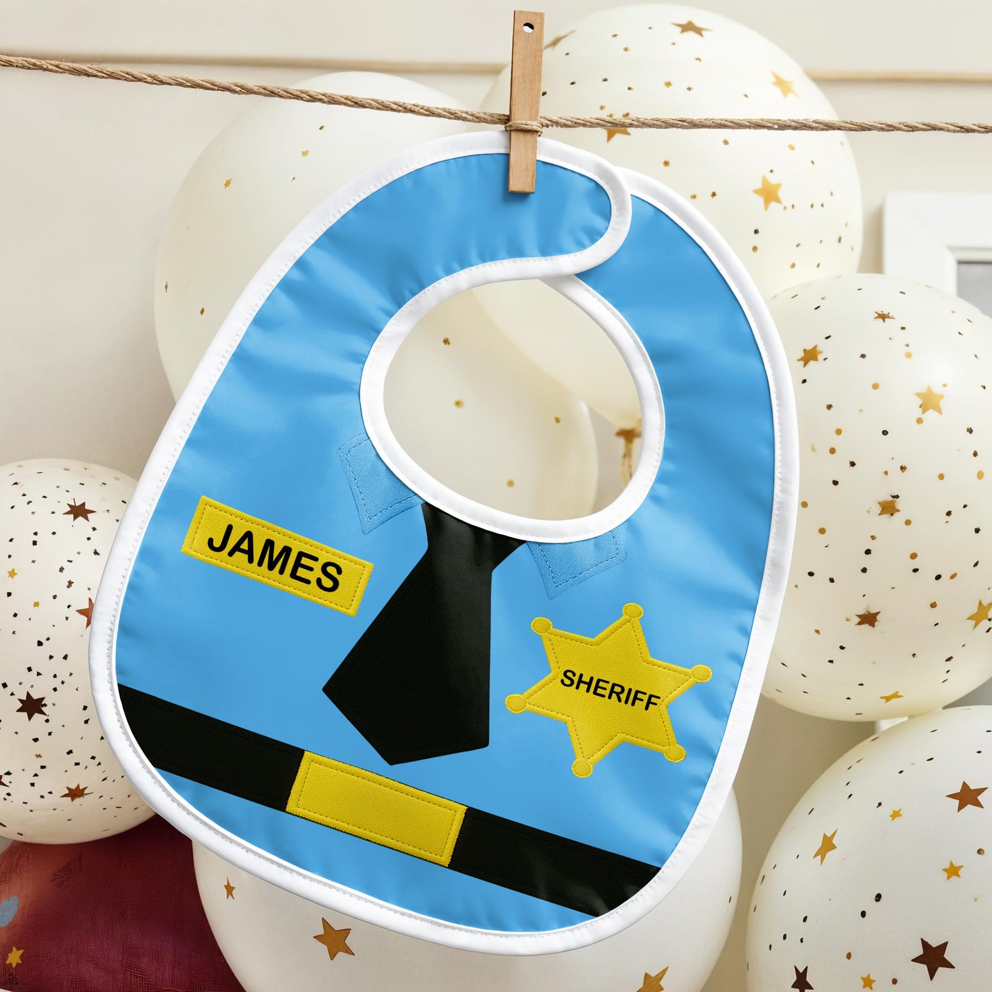 Customizable Sheriff-Themed Bib Featuring Necktie and Badge
