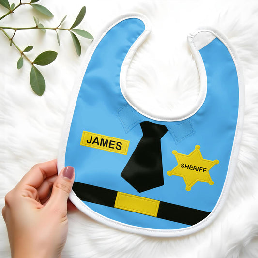 Customizable Sheriff-Themed Bib Featuring Necktie and Badge