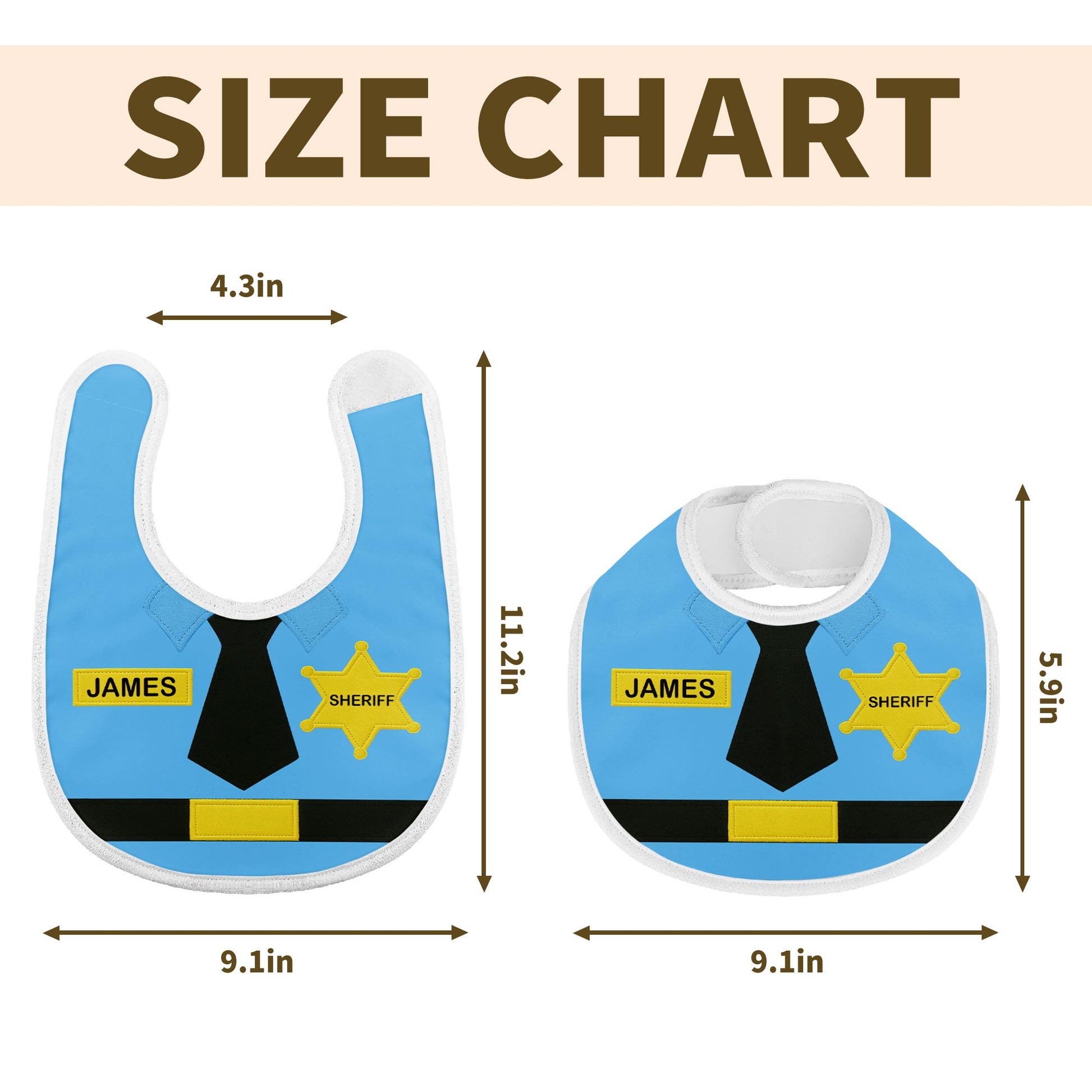 Customizable Sheriff-Themed Bib Featuring Necktie and Badge