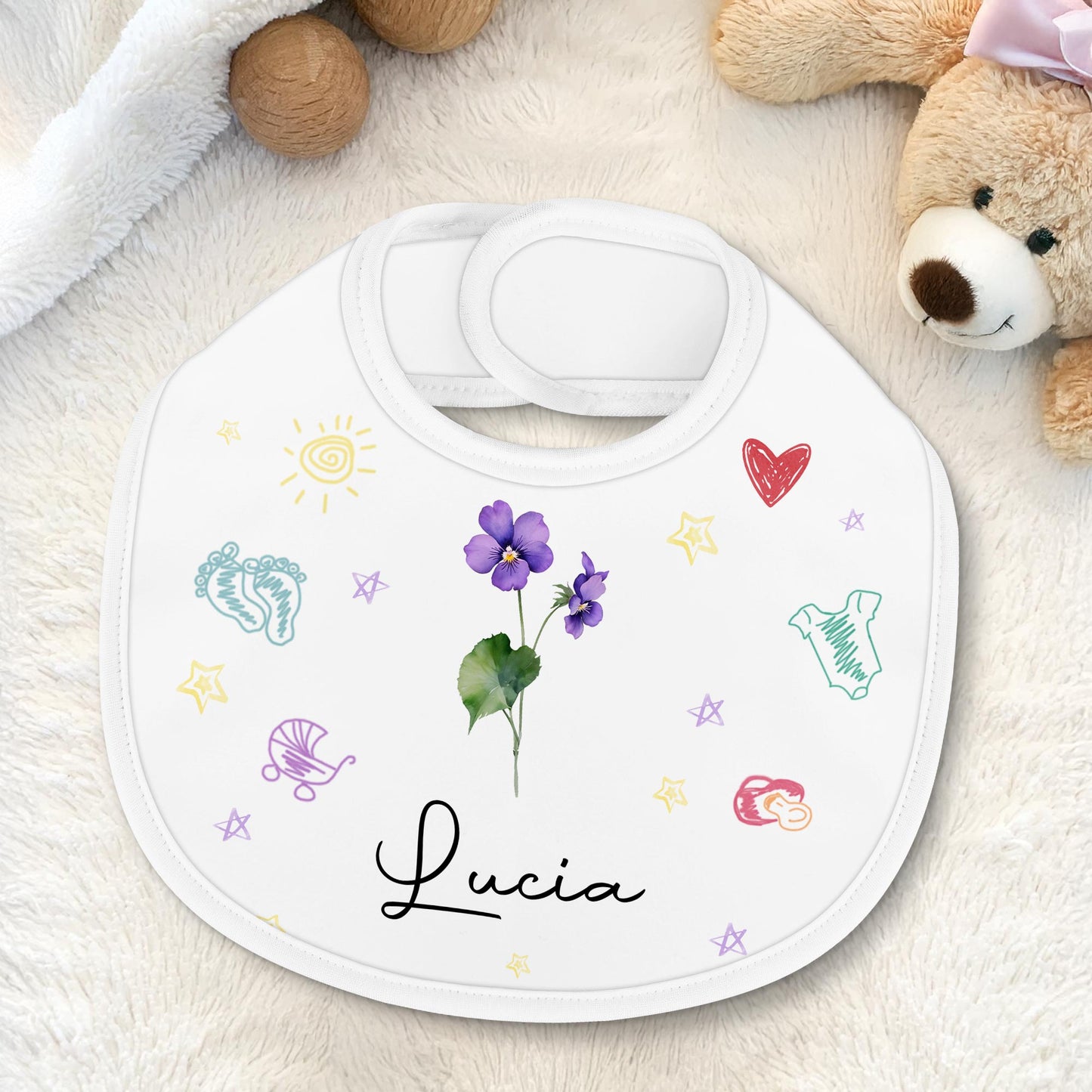 Celebrate Your Little One with Sun, Flower, Heart, Pram, and Stars