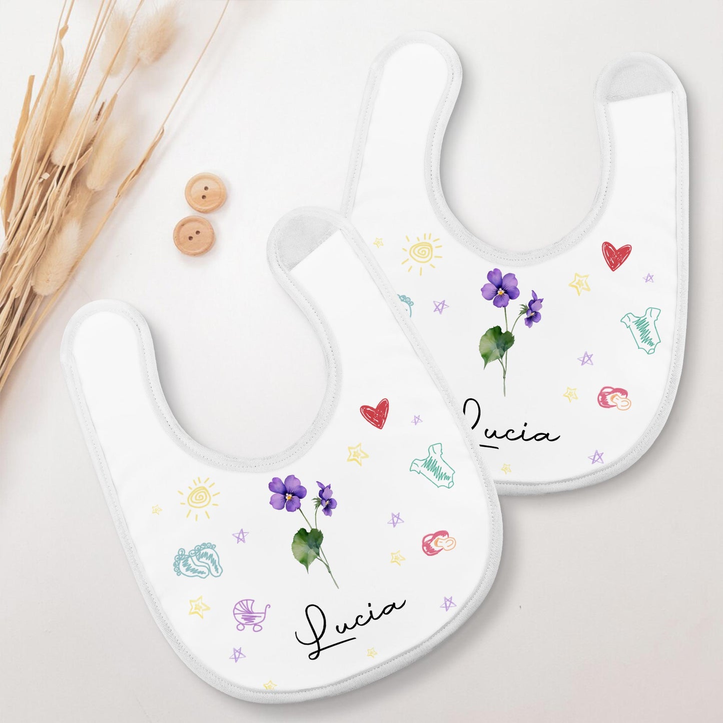 Celebrate Your Little One with Sun, Flower, Heart, Pram, and Stars