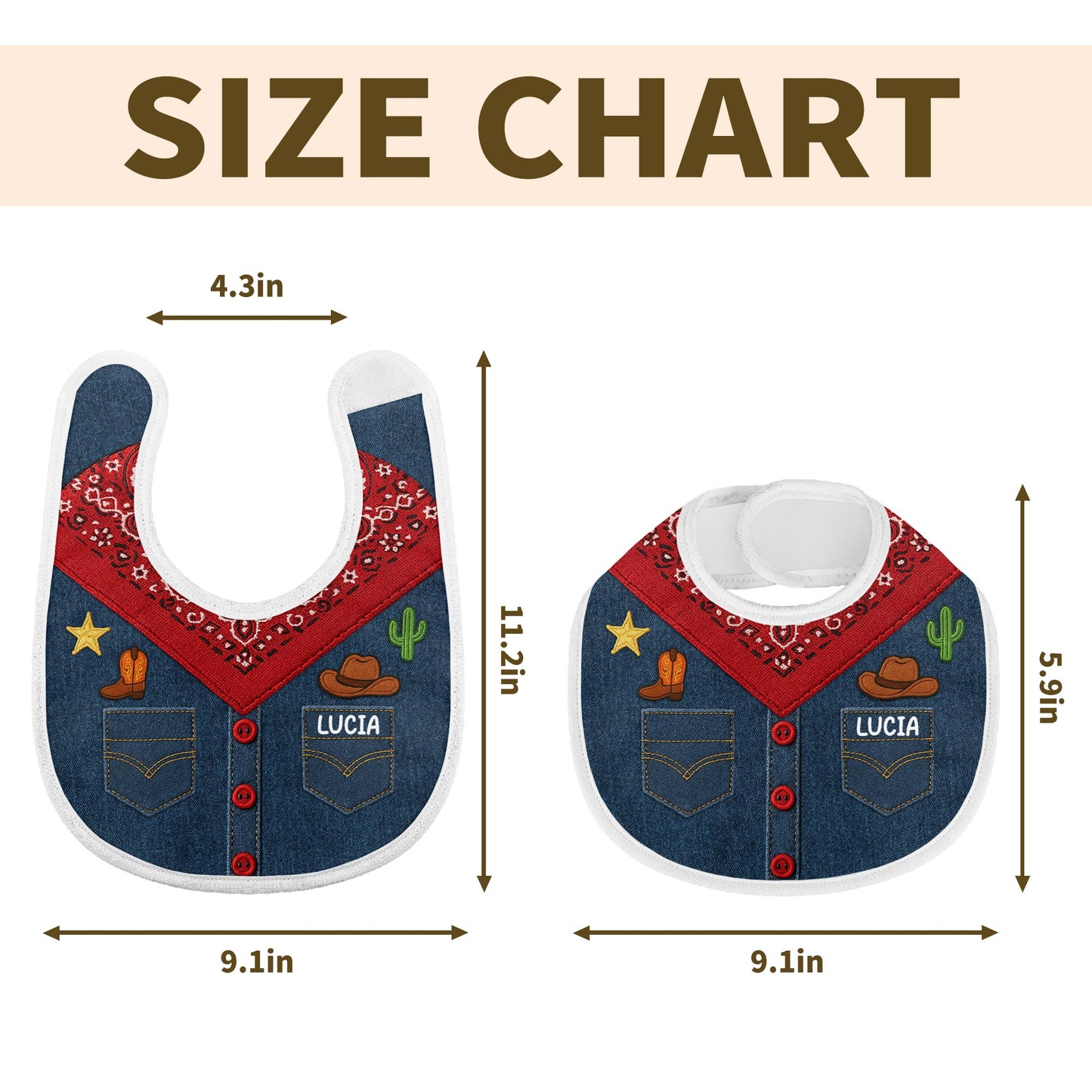 Vibrant Western-Themed Baby Bib, Bandana Print, Cactus, and Cowboy Hat