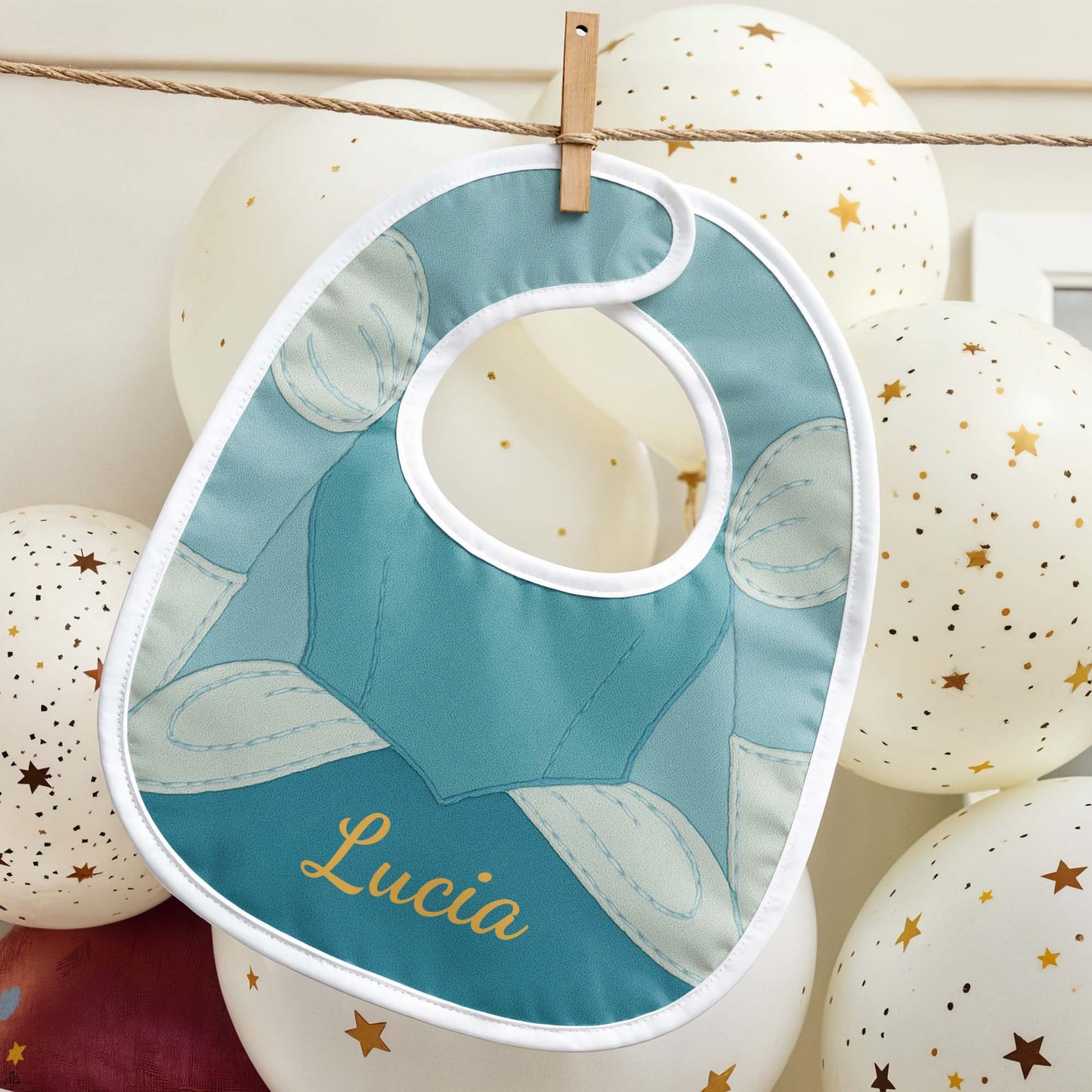 Superhero-Inspired Costume Baby Bib, Lucia