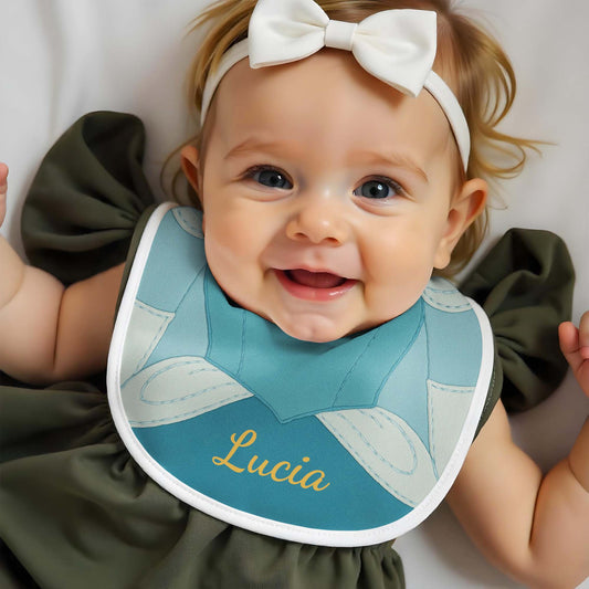 Superhero-Inspired Costume Baby Bib, Lucia