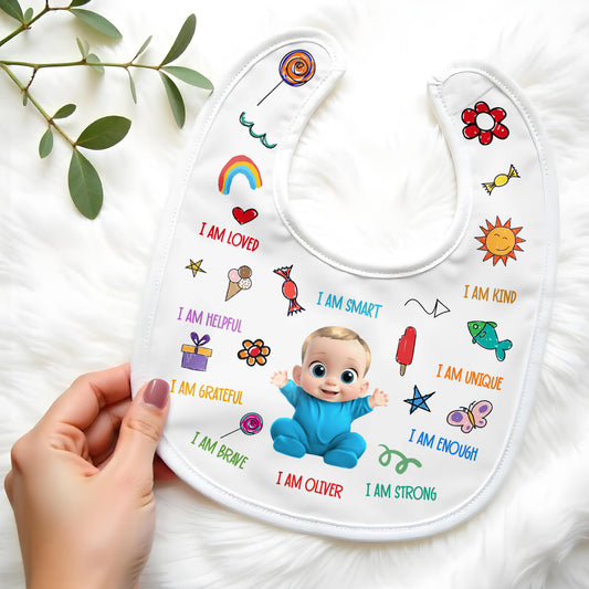 I Am Loved, I Am Kind, I Am Helpful, Colorful and Cheerful Baby Bib