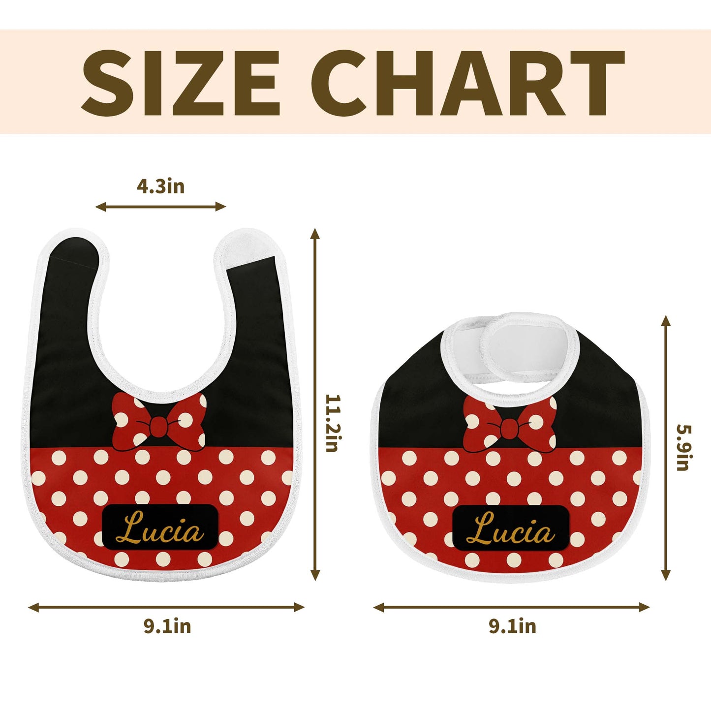 Red And Black Polka Dot Baby Bib With Bow Design