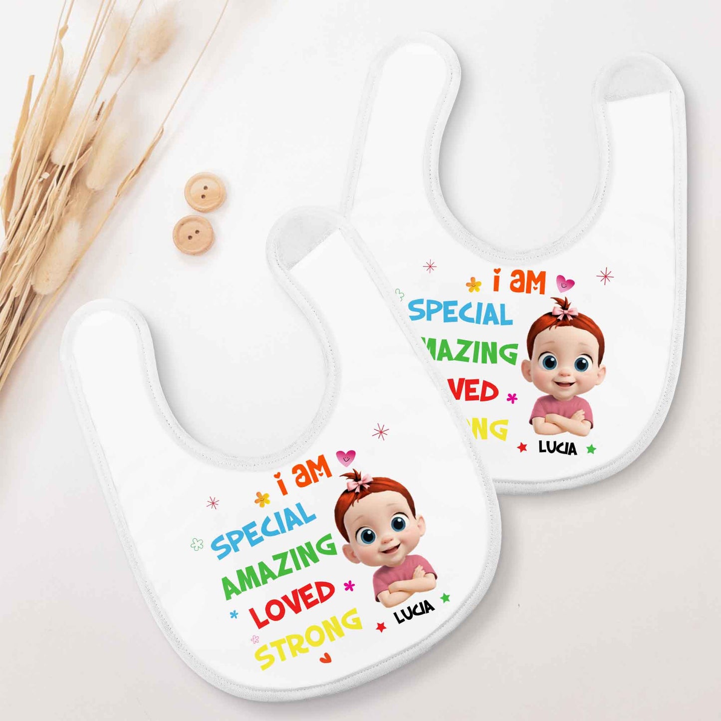 I Am Special, Amazing, Loved, Strong Baby Bib